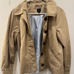 J. Crew Beige Jacket with Striped Lining